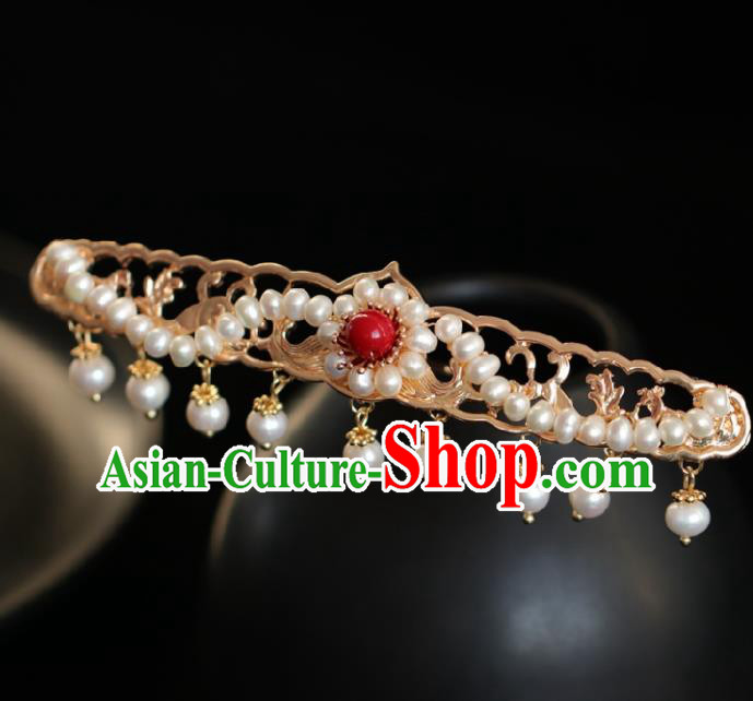 Chinese Handmade Ming Dynasty Queen Pearls Hairpins Ancient Hanfu Hair Accessories for Women