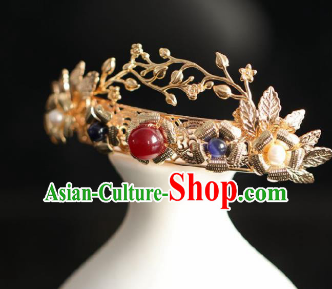 Chinese Handmade Ming Dynasty Queen Golden Hairpins Ancient Hanfu Hair Accessories for Women