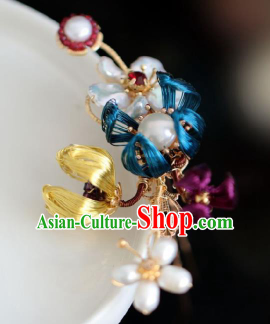 Chinese Handmade Ming Dynasty Queen Flowers Hairpins Ancient Hanfu Hair Accessories for Women