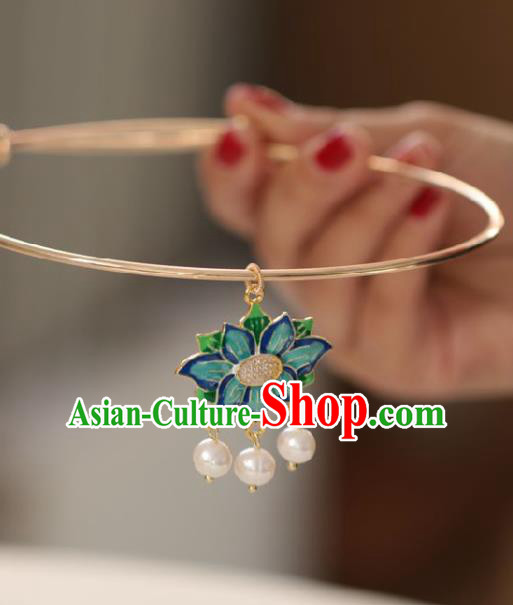 Chinese Traditional Ming Dynasty Lotus Necklace Accessories Handmade Ancient Princess Necklet for Women