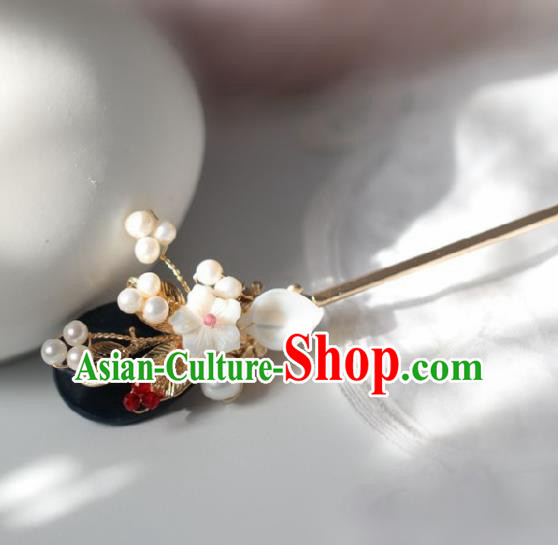 Chinese Handmade Ming Dynasty Queen Shell Flower Hairpins Ancient Hanfu Hair Accessories for Women