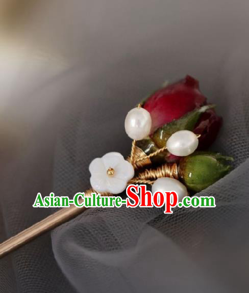 Chinese Handmade Ming Dynasty Princess Pearls Hairpins Ancient Hanfu Hair Accessories for Women