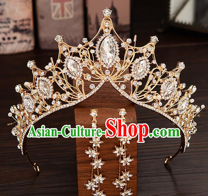 Top Handmade Bride Crystal Royal Crown Wedding Princess Hair Accessories for Women