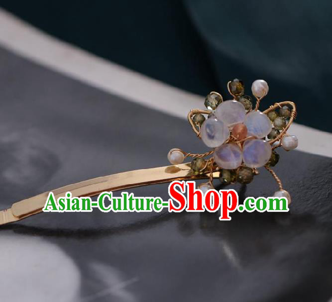 Chinese Handmade Princess Moonstone Hair Claw Hairpins Ancient Hanfu Hair Accessories for Women