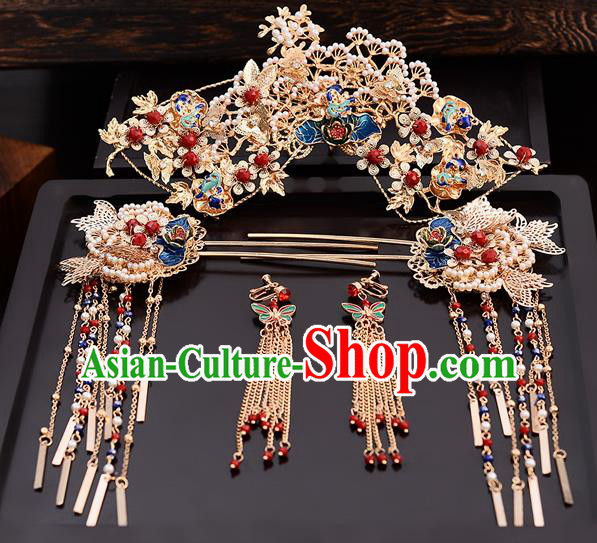 Chinese Traditional Wedding Pine Hair Comb Hairpins Handmade Bride Hair Accessories for Women