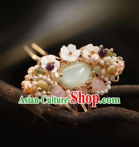 Chinese Handmade Princess Pearls Hair Clip Hairpins Ancient Hanfu Hair Accessories for Women