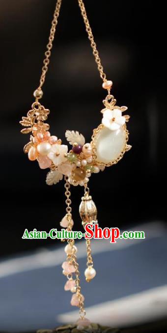 Chinese Traditional Ming Dynasty Tassel Necklace Handmade Ancient Princess Necklet Accessories for Women