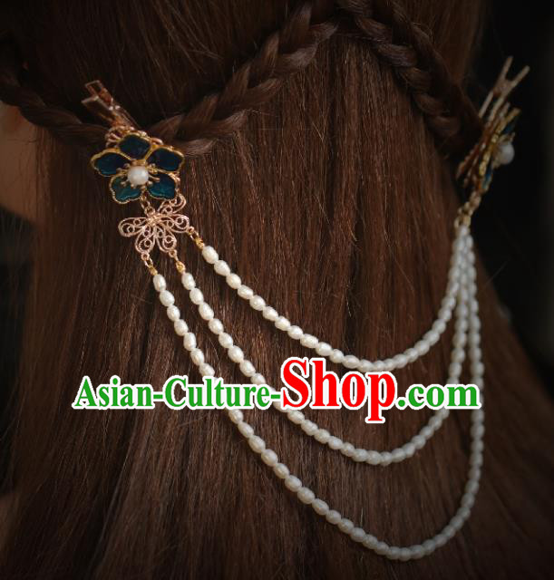 Chinese Handmade Princess Pearls Hair Claws Hairpins Ancient Hanfu Hair Accessories for Women