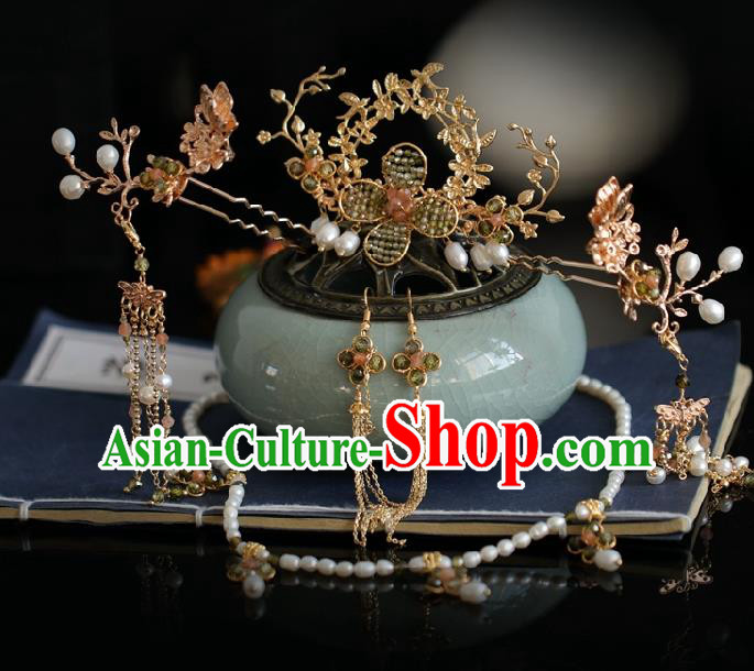 Chinese Handmade Princess Hair Comb Tassel Hairpins Ancient Hanfu Hair Accessories for Women