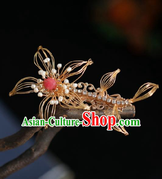 Chinese Handmade Princess Golden Hair Claw Ancient Hanfu Hair Accessories for Women