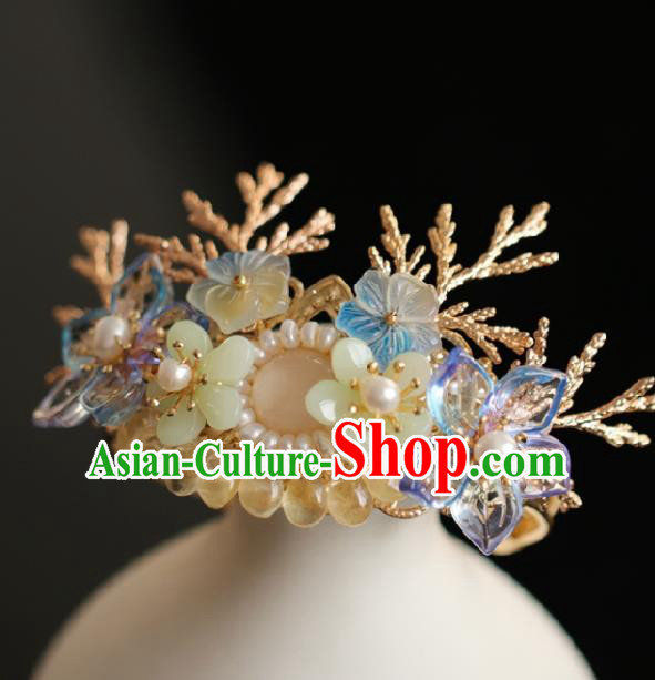 Chinese Handmade Princess Rose Chalcedony Hairpins Ancient Hanfu Hair Accessories for Women