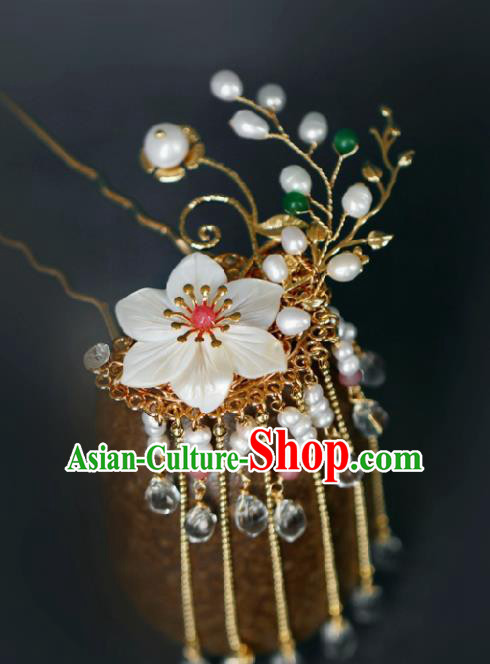 Chinese Handmade Ming Dynasty Princess Golden Tassel Hairpins Ancient Hanfu Hair Accessories for Women