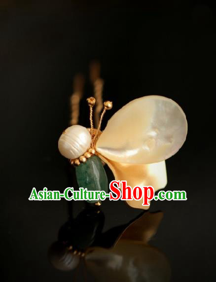 Chinese Handmade Ming Dynasty Princess Jade Butterfly Hairpins Ancient Hanfu Hair Accessories for Women