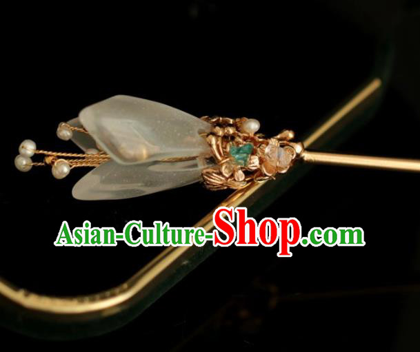 Chinese Handmade Ming Dynasty Princess Green Mangnolia Hairpins Ancient Hanfu Hair Accessories for Women