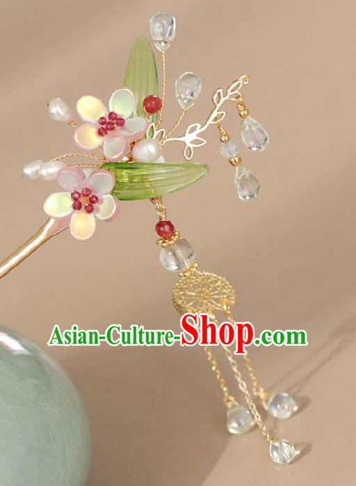 Chinese Handmade Tang Dynasty Princess Pink Plum Blossom Hairpins Ancient Hanfu Hair Accessories for Women