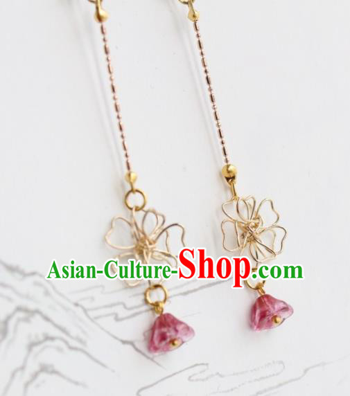 Chinese Traditional Hanfu Golden Earrings Handmade Ancient Princess Ear Accessories for Women