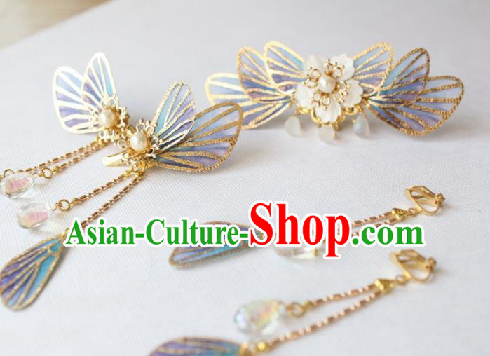 Chinese Handmade Ming Dynasty Princess Butterfly Hairpins Ancient Hanfu Hair Accessories for Women