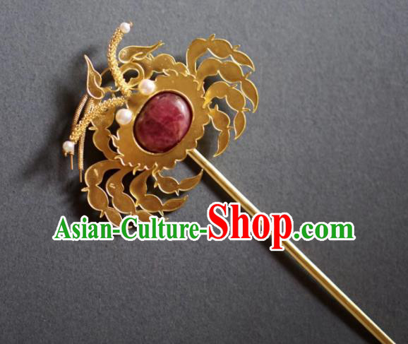 Chinese Traditional Hanfu Tang Dynasty Court Golden Bat Hairpins Handmade Ancient Royal Princess Hair Accessories for Women