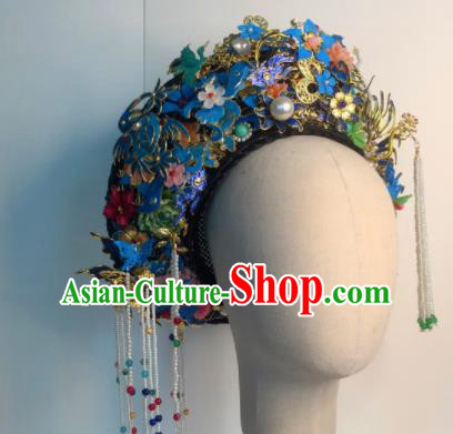 Chinese Handmade Qing Dynasty Court Precious Gem Hat Phoenix Coronet Hat Ancient Empress Hair Accessories for Women