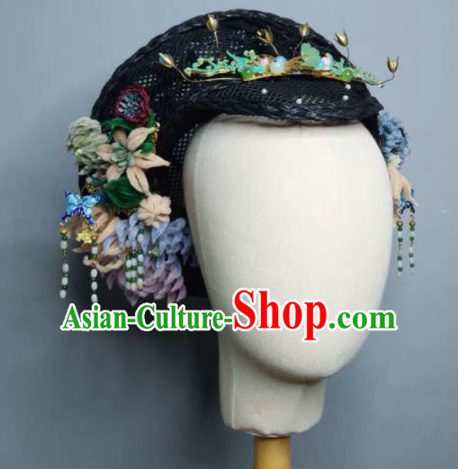 Chinese Handmade Qing Dynasty Manchu Imperial Consort Hat Phoenix Coronet Ancient Empress Hair Accessories for Women