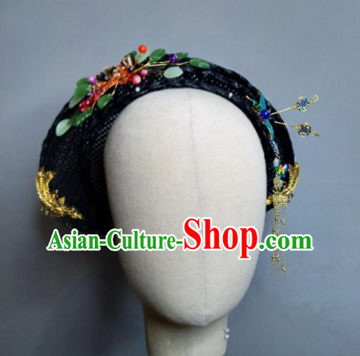 Chinese Handmade Qing Dynasty Manchu Imperial Consort Hairpins Hat Phoenix Coronet Ancient Empress Hair Accessories for Women