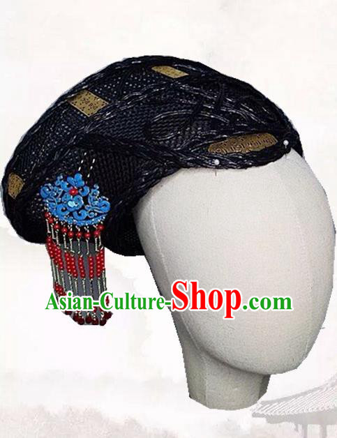 Chinese Handmade Qing Dynasty Manchu Cloisonne Hairpins Hat Ancient Imperial Consort Hair Accessories for Women