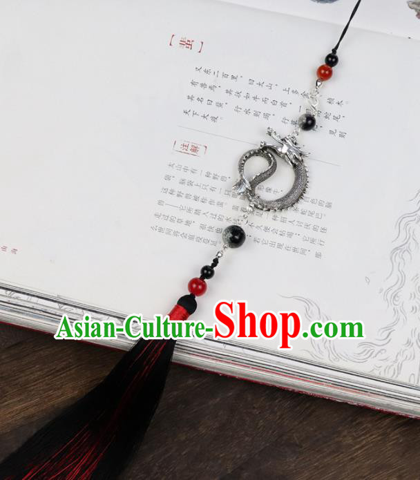 Chinese Traditional Ming Dynasty Dragon Waist Pendant Handmade Ancient Swordsman Belt Tassel Accessories