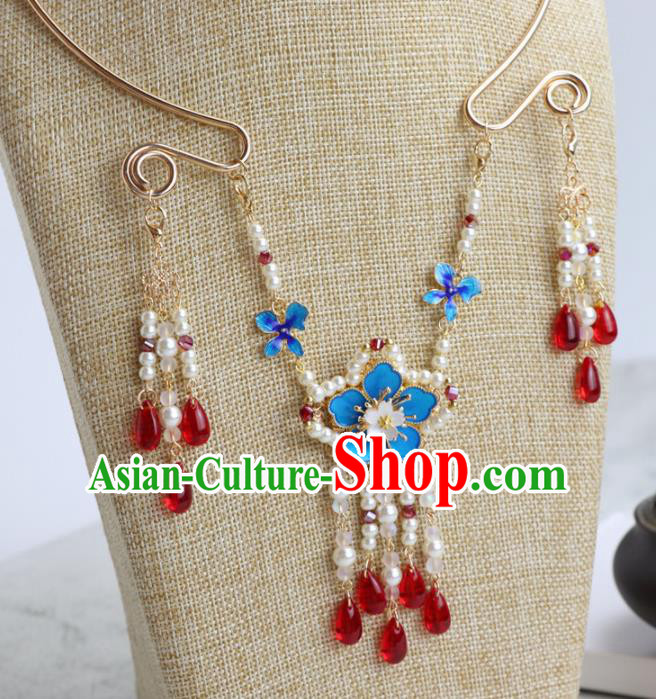 Chinese Traditional Hanfu Cloisonne Necklace Handmade Ancient Princess Necklet Accessories for Women