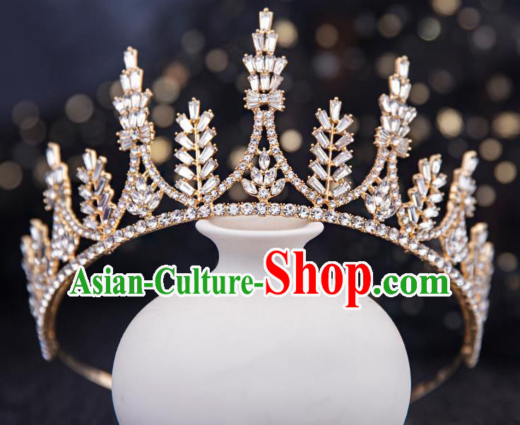 Top Handmade Wedding Bride Crystal Beads Royal Crown Baroque Princess Hair Accessories for Women