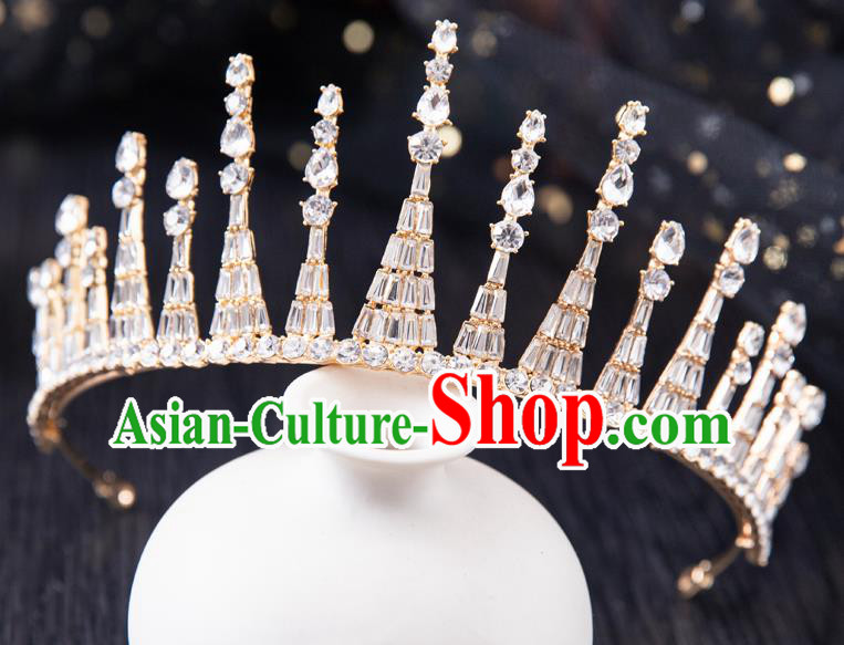 Top Handmade Wedding Bride Royal Crown Baroque Princess Hair Accessories for Women