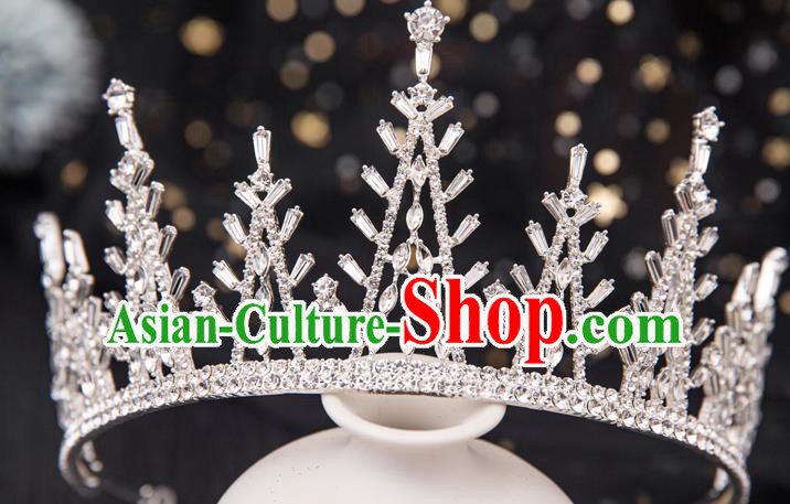 Top Handmade Wedding Bride Zircon Royal Crown Baroque Princess Hair Accessories for Women