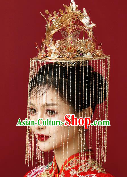 Traditional Chinese Wedding Luxury Phoenix Coronet Hairpins Handmade Ancient Bride Hair Accessories for Women