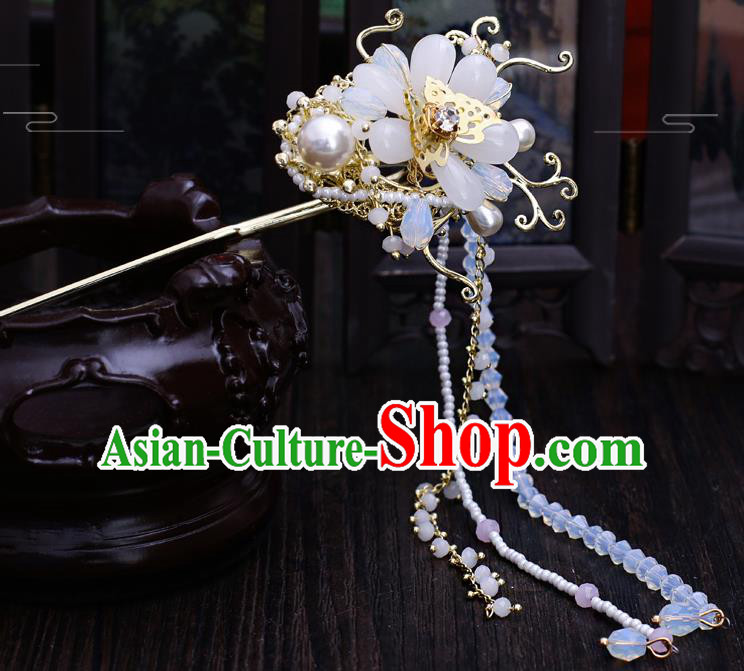 Chinese Traditional Wedding Hanfu Tassel Hairpins Handmade Ancient Bride Hair Accessories for Women