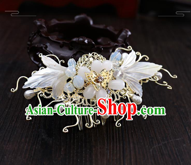 Chinese Traditional Wedding Hanfu Hair Comb Hairpins Handmade Ancient Bride Hair Accessories for Women