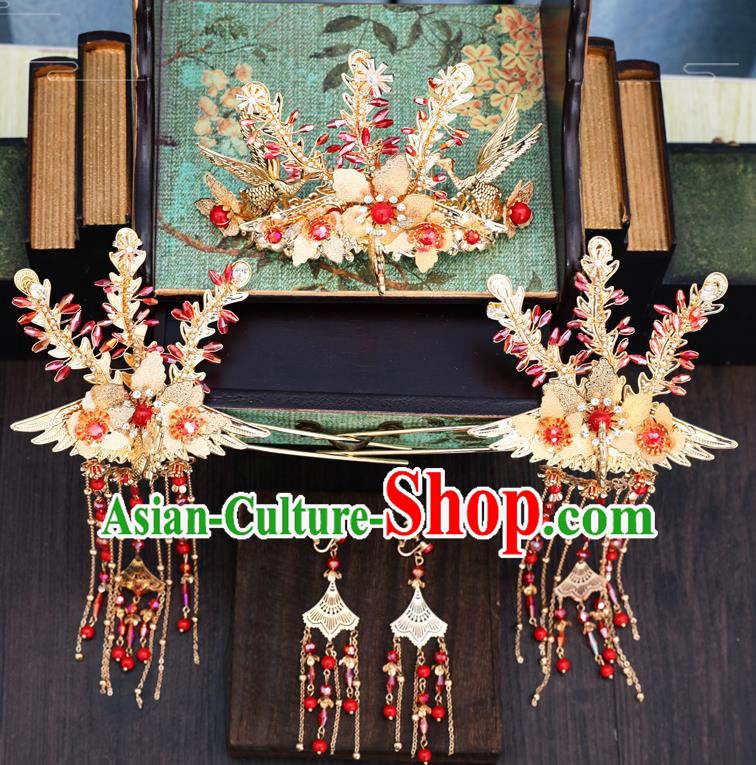 Traditional Chinese Wedding Phoenix Hair Comb Hairpins Handmade Ancient Bride Hair Accessories for Women