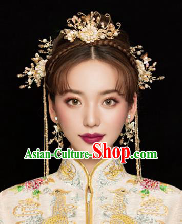 Traditional Chinese Wedding Beads Hair Comb Hairpins Handmade Ancient Bride Hair Accessories for Women