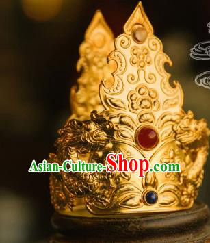 Chinese Traditional Tang Dynasty Court Golden Hair Crown Handmade Ancient Royal Empress Hair Accessories for Women