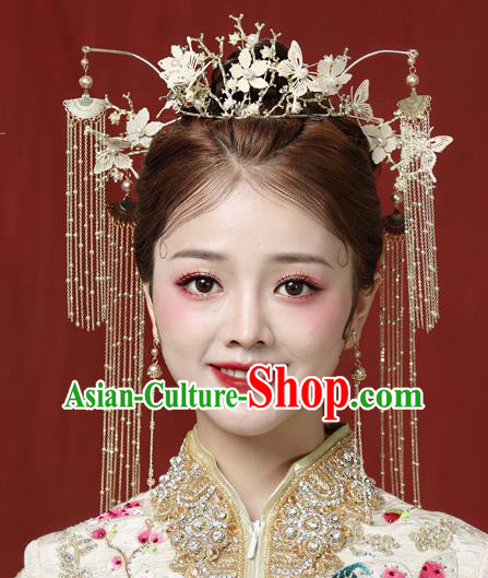 Traditional Chinese Handmade Butterfly Chaplet Hair Crown Hairpins Ancient Bride Hair Accessories for Women