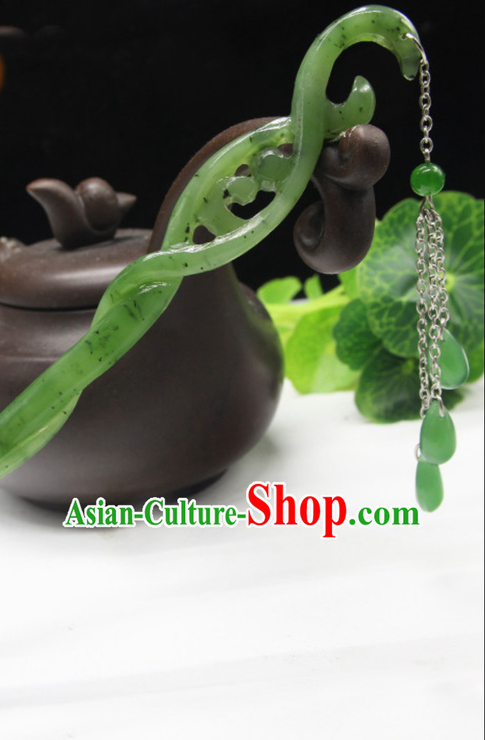 Origin of White Snake Pure Jade Hair Jewelry