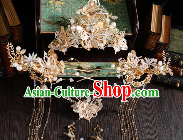 Traditional Handmade Chinese Opal Chaplet Hair Crown Hairpins Ancient Bride Hair Accessories for Women