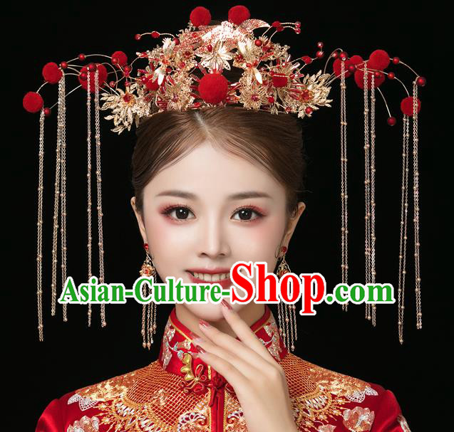 Traditional Handmade Chinese Dragonfly Chaplet Hair Crown Hairpins Ancient Bride Hair Accessories for Women