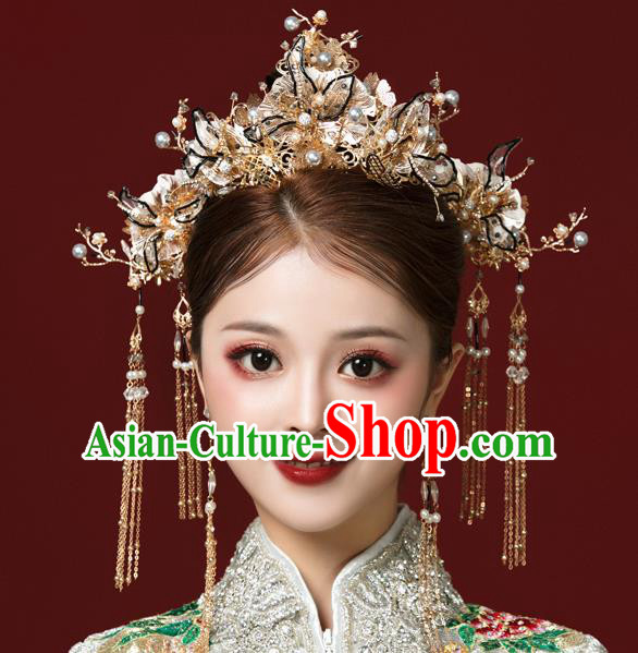 Traditional Handmade Chinese Butterfly Hair Crown Hairpins Ancient Bride Hair Accessories for Women