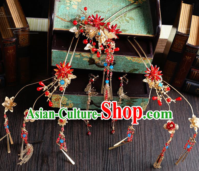 Traditional Handmade Chinese Tassel Hair Clips Hairpins Ancient Bride Hair Accessories for Women