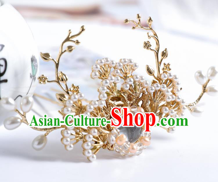 Traditional Handmade Chinese Wedding Pine Hairpins Ancient Bride Hair Accessories for Women