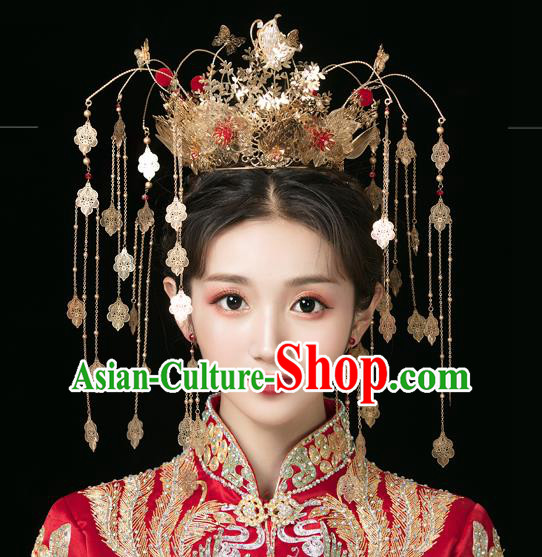 Traditional Handmade Chinese Wedding Phoenix Hair Crown Hairpins Ancient Bride Hair Accessories for Women