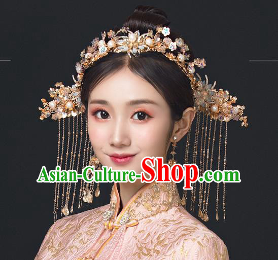 Traditional Handmade Chinese Wedding Opal Hair Comb Hairpins Ancient Bride Hair Accessories for Women