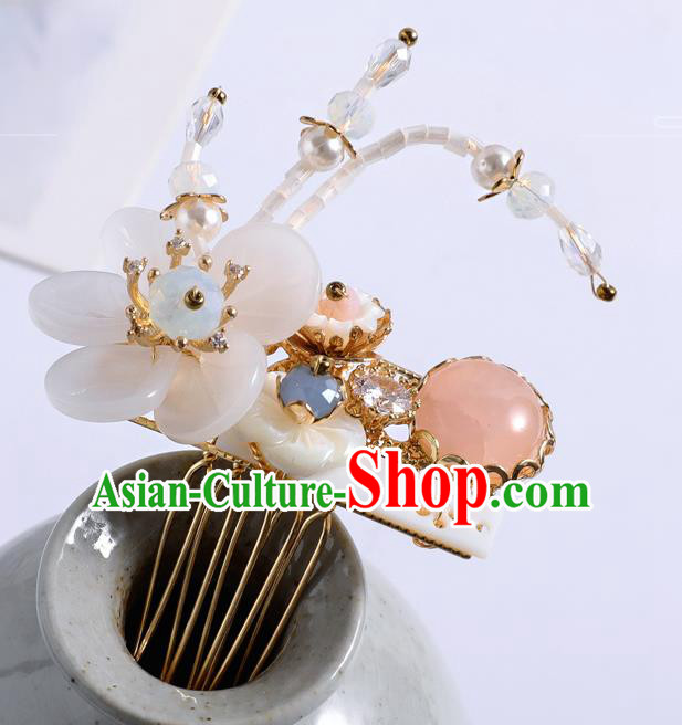 Chinese Traditional Wedding Hanfu Shell Hair Comb Hairpins Handmade Ancient Bride Hair Accessories for Women