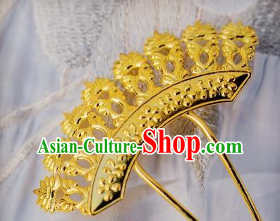 Chinese Traditional Song Dynasty Golden Hairpins Handmade Ancient Royal Empress Hair Accessories for Women