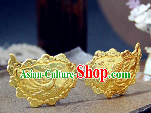 Chinese Traditional Tang Dynasty Princess Carving Phoenix Hairpins Handmade Ancient Royal Empress Hair Accessories for Women