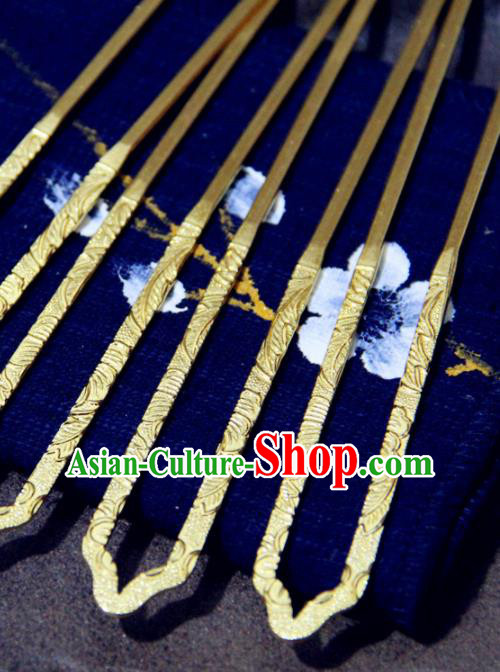 Chinese Traditional Tang Dynasty Princess Golden Hairpins Handmade Ancient Royal Empress Hair Accessories for Women